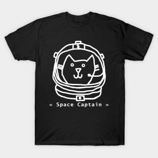 White Line Space Captain Yellow Cat Portrait T-Shirt